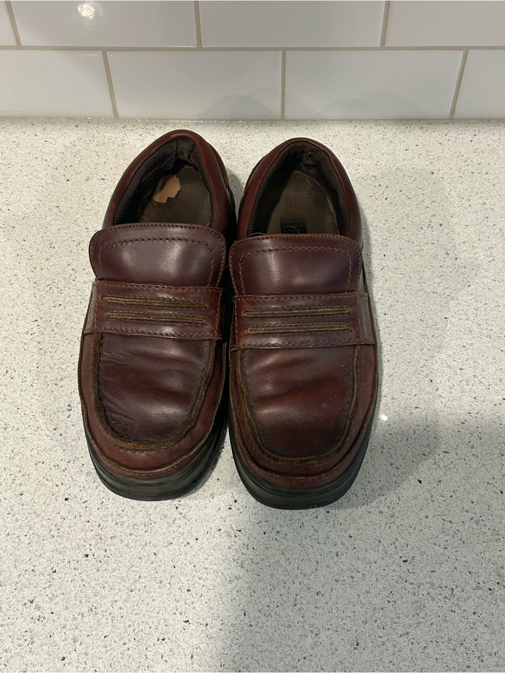 Men's Leather Slip-On Loafers in Dark Brown - Size 9 1/2 M
